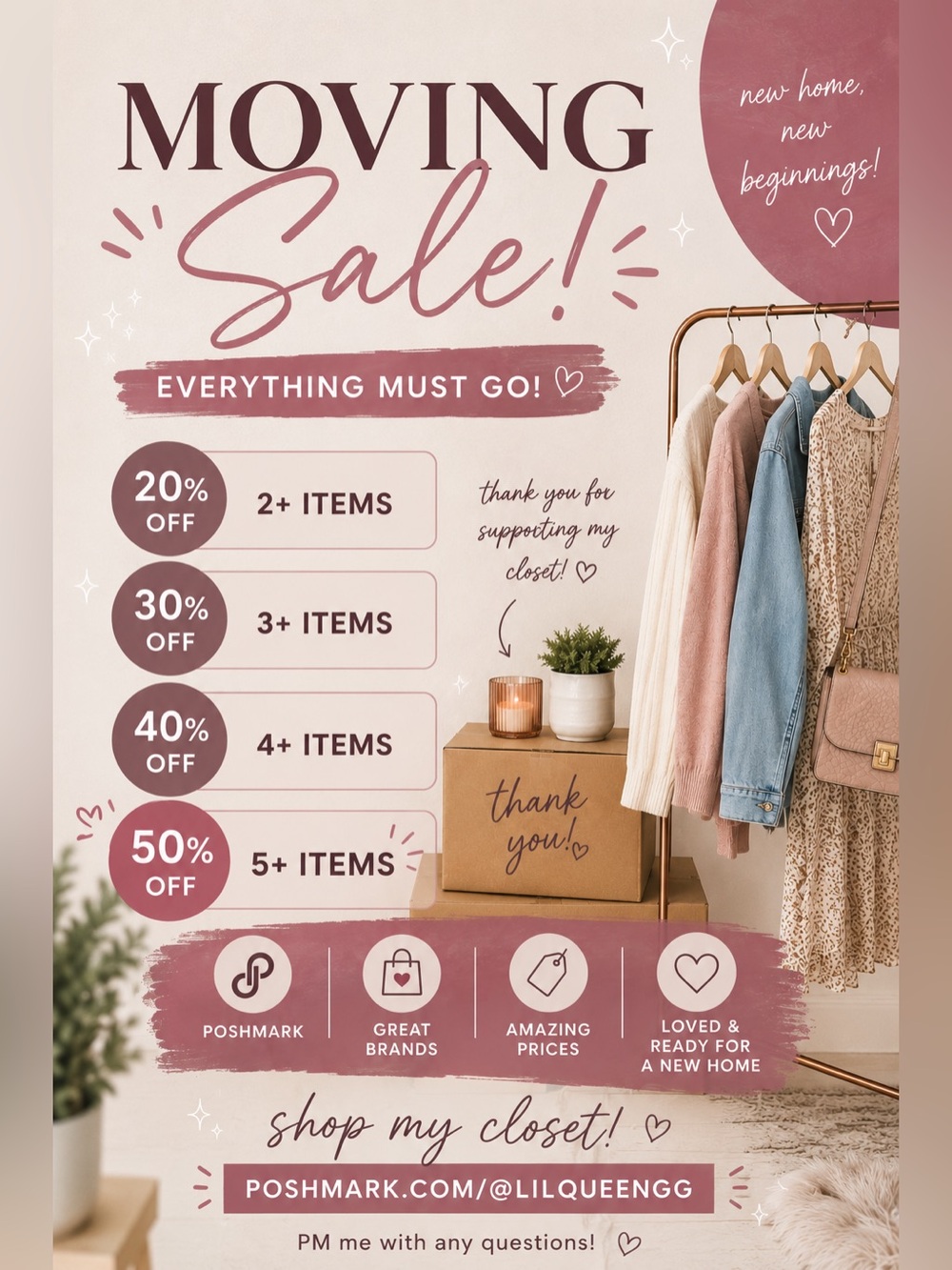CLOSET MOVING SALE - 50% 5+ ITEMS ENTIRE CLOSET